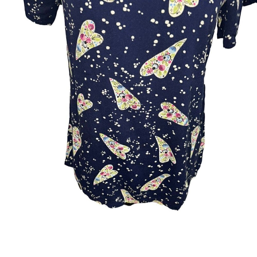 Anthropologie Odille Women's Size 2 A-Line Top Ruffle Sleeves Floral Heart Print - Picture 3 of 6
